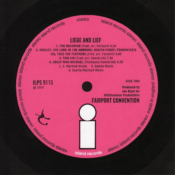 Label repro side 2, Fairport Convention - Liege And Lief +10
